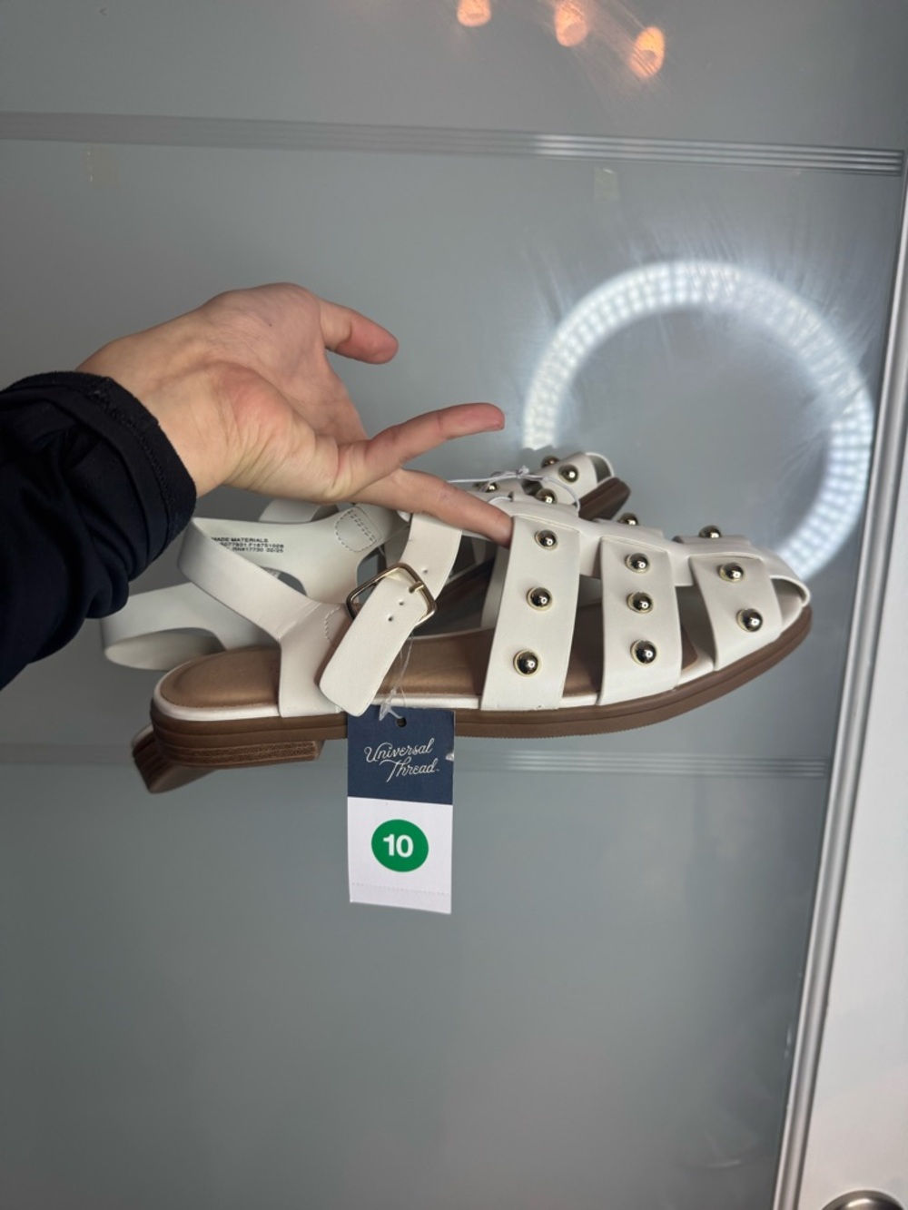 Universal Thread Cream Gladiator Sandals with Gold Studs